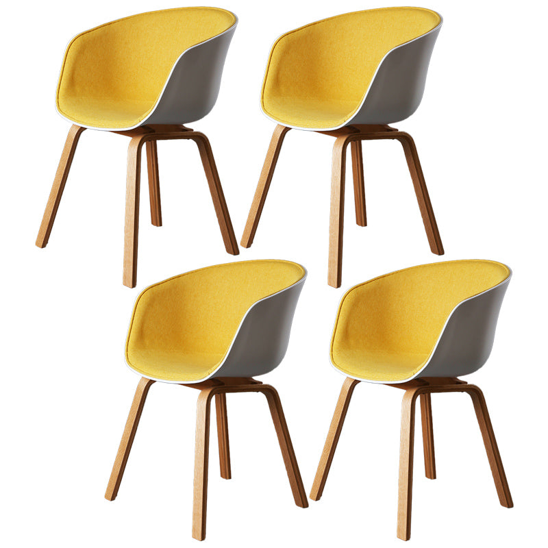 Contemporary Style Dining Room Chairs Kitchen Arm Chair with Wooden Legs Yellow 4 Piece Set Clearhalo ' kitchen&dining_furn' 'Dining Chairs' 'Dining Tables & Seating' 'dining_chair' 'furn' 'furn_dining_chair' 'Furniture' 'furniture_dining_chair' 'Kitchen & Dining Furniture' 'kitchen' 3740422