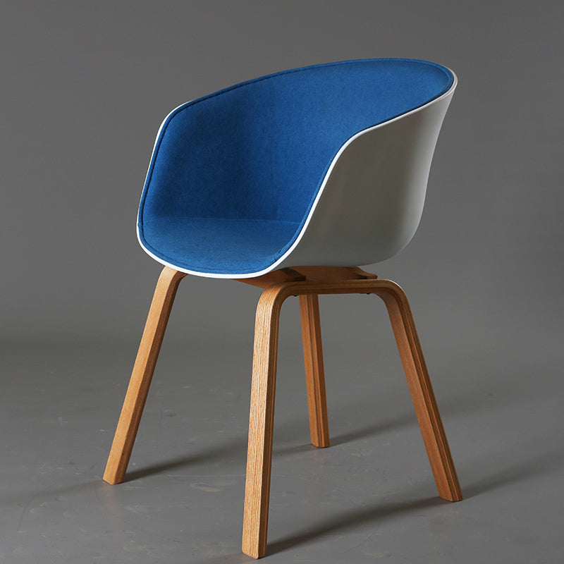 Contemporary Style Dining Room Chairs Kitchen Arm Chair with Wooden Legs Blue 1 Piece Clearhalo ' kitchen&dining_furn' 'Dining Chairs' 'Dining Tables & Seating' 'dining_chair' 'furn' 'furn_dining_chair' 'Furniture' 'furniture_dining_chair' 'Kitchen & Dining Furniture' 'kitchen' 3740424