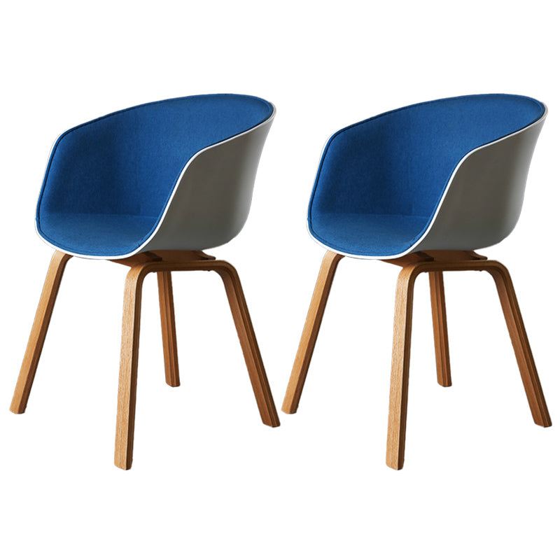 Contemporary Style Dining Room Chairs Kitchen Arm Chair with Wooden Legs Blue 2 Piece Set Clearhalo ' kitchen&dining_furn' 'Dining Chairs' 'Dining Tables & Seating' 'dining_chair' 'furn' 'furn_dining_chair' 'Furniture' 'furniture_dining_chair' 'Kitchen & Dining Furniture' 'kitchen' 3740427