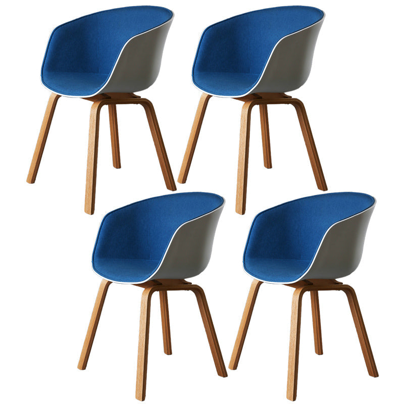 Contemporary Style Dining Room Chairs Kitchen Arm Chair with Wooden Legs Blue 4 Piece Set Clearhalo ' kitchen&dining_furn' 'Dining Chairs' 'Dining Tables & Seating' 'dining_chair' 'furn' 'furn_dining_chair' 'Furniture' 'furniture_dining_chair' 'Kitchen & Dining Furniture' 'kitchen' 3740428