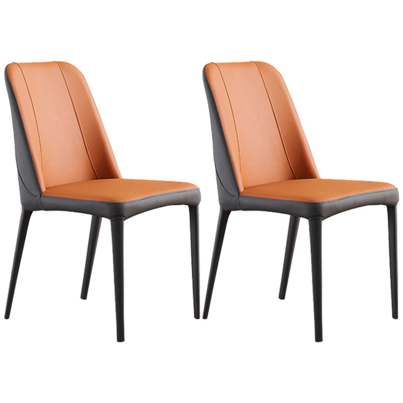 Contemporary Metal Dining Room Chairs Parsons Armless Chair for Home Use Orange 2 Piece Set Clearhalo ' kitchen&dining_furn' 'Dining Chairs' 'Dining Tables & Seating' 'dining_chair' 'furn' 'furn_dining_chair' 'Furniture' 'furniture_dining_chair' 'Kitchen & Dining Furniture' 'kitchen' 3740441