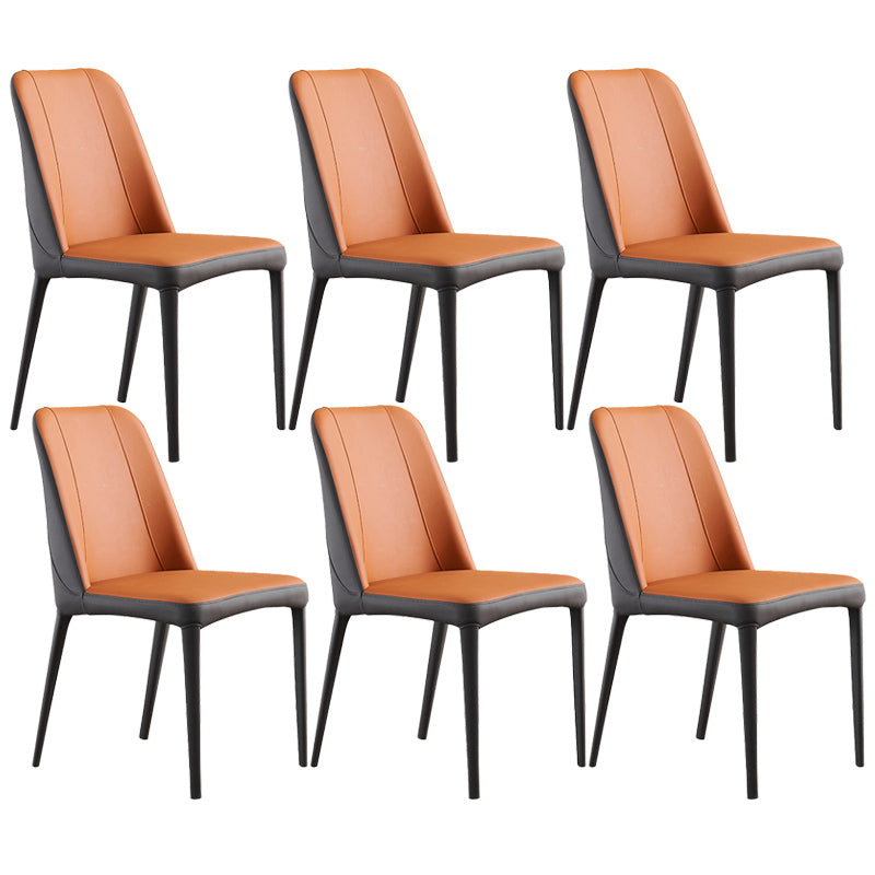 Contemporary Metal Dining Room Chairs Parsons Armless Chair for Home Use Orange 6 Piece Set Clearhalo ' kitchen&dining_furn' 'Dining Chairs' 'Dining Tables & Seating' 'dining_chair' 'furn' 'furn_dining_chair' 'Furniture' 'furniture_dining_chair' 'Kitchen & Dining Furniture' 'kitchen' 3740445