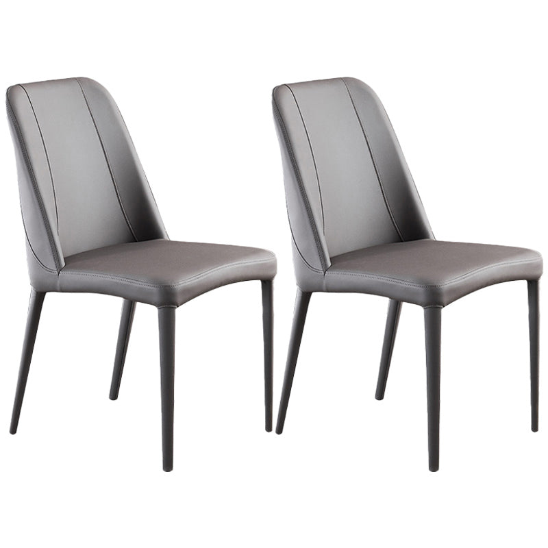 Contemporary Metal Dining Room Chairs Parsons Armless Chair for Home Use Light Gray 2 Piece Set Clearhalo ' kitchen&dining_furn' 'Dining Chairs' 'Dining Tables & Seating' 'dining_chair' 'furn' 'furn_dining_chair' 'Furniture' 'furniture_dining_chair' 'Kitchen & Dining Furniture' 'kitchen' 3740448