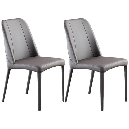 Contemporary Metal Dining Room Chairs Parsons Armless Chair for Home Use Light Gray 2 Piece Set Clearhalo ' kitchen&dining_furn' 'Dining Chairs' 'Dining Tables & Seating' 'dining_chair' 'furn' 'furn_dining_chair' 'Furniture' 'furniture_dining_chair' 'Kitchen & Dining Furniture' 'kitchen' 3740448