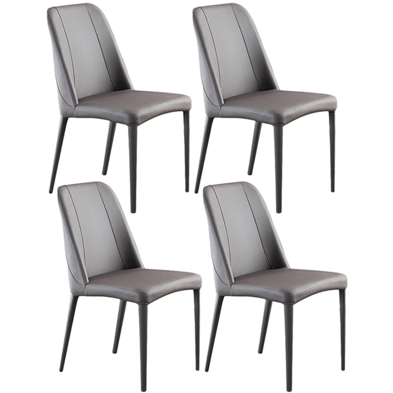 Contemporary Metal Dining Room Chairs Parsons Armless Chair for Home Use Light Gray 4 Piece Set Clearhalo ' kitchen&dining_furn' 'Dining Chairs' 'Dining Tables & Seating' 'dining_chair' 'furn' 'furn_dining_chair' 'Furniture' 'furniture_dining_chair' 'Kitchen & Dining Furniture' 'kitchen' 3740449