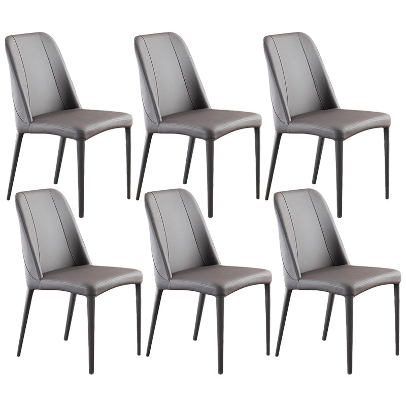Contemporary Metal Dining Room Chairs Parsons Armless Chair for Home Use Light Gray 6 Piece Set Clearhalo ' kitchen&dining_furn' 'Dining Chairs' 'Dining Tables & Seating' 'dining_chair' 'furn' 'furn_dining_chair' 'Furniture' 'furniture_dining_chair' 'Kitchen & Dining Furniture' 'kitchen' 3740452