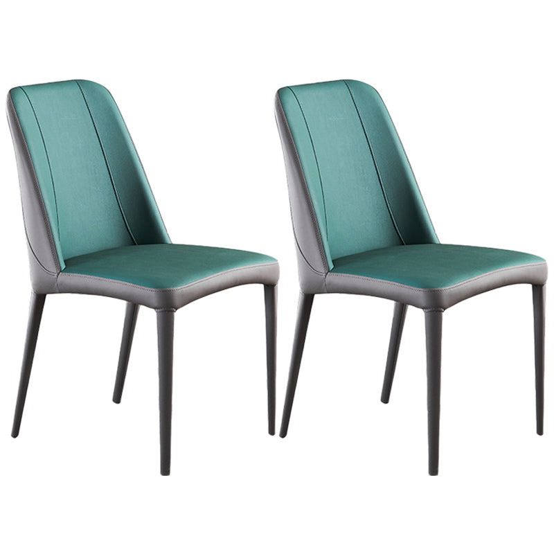 Contemporary Metal Dining Room Chairs Parsons Armless Chair for Home Use Green 2 Piece Set Clearhalo ' kitchen&dining_furn' 'Dining Chairs' 'Dining Tables & Seating' 'dining_chair' 'furn' 'furn_dining_chair' 'Furniture' 'furniture_dining_chair' 'Kitchen & Dining Furniture' 'kitchen' 3740454