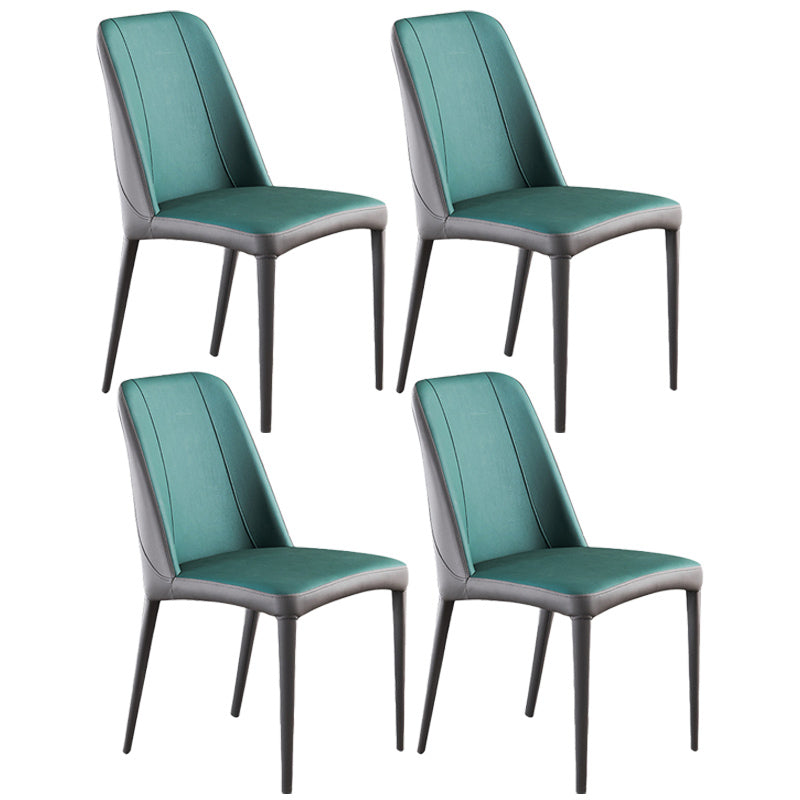 Contemporary Metal Dining Room Chairs Parsons Armless Chair for Home Use Green 4 Piece Set Clearhalo ' kitchen&dining_furn' 'Dining Chairs' 'Dining Tables & Seating' 'dining_chair' 'furn' 'furn_dining_chair' 'Furniture' 'furniture_dining_chair' 'Kitchen & Dining Furniture' 'kitchen' 3740456