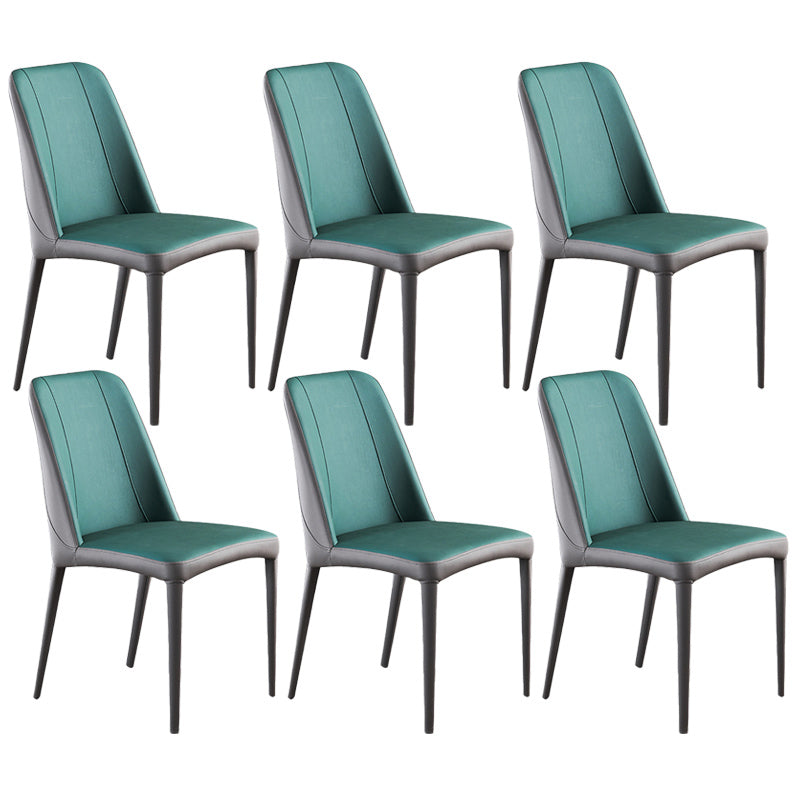 Contemporary Metal Dining Room Chairs Parsons Armless Chair for Home Use Green 6 Piece Set Clearhalo ' kitchen&dining_furn' 'Dining Chairs' 'Dining Tables & Seating' 'dining_chair' 'furn' 'furn_dining_chair' 'Furniture' 'furniture_dining_chair' 'Kitchen & Dining Furniture' 'kitchen' 3740458