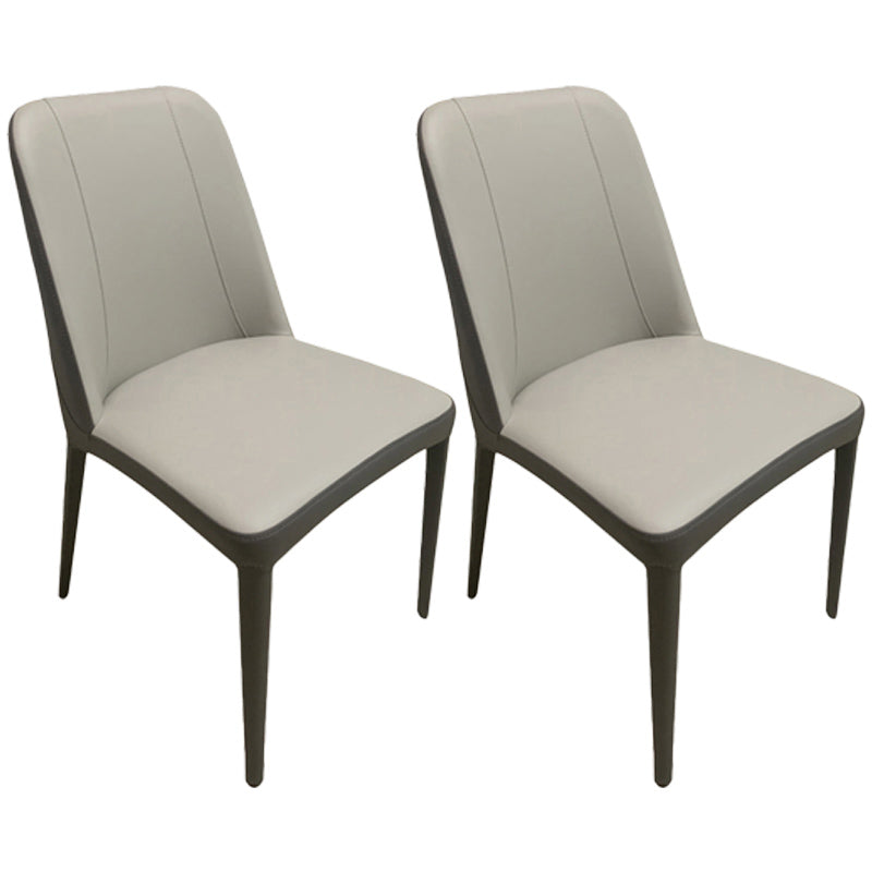 Contemporary Metal Dining Room Chairs Parsons Armless Chair for Home Use Cream Gray 2 Piece Set Clearhalo ' kitchen&dining_furn' 'Dining Chairs' 'Dining Tables & Seating' 'dining_chair' 'furn' 'furn_dining_chair' 'Furniture' 'furniture_dining_chair' 'Kitchen & Dining Furniture' 'kitchen' 3740459