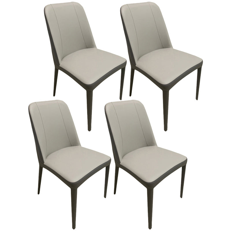 Contemporary Metal Dining Room Chairs Parsons Armless Chair for Home Use Cream Gray 4 Piece Set Clearhalo ' kitchen&dining_furn' 'Dining Chairs' 'Dining Tables & Seating' 'dining_chair' 'furn' 'furn_dining_chair' 'Furniture' 'furniture_dining_chair' 'Kitchen & Dining Furniture' 'kitchen' 3740460