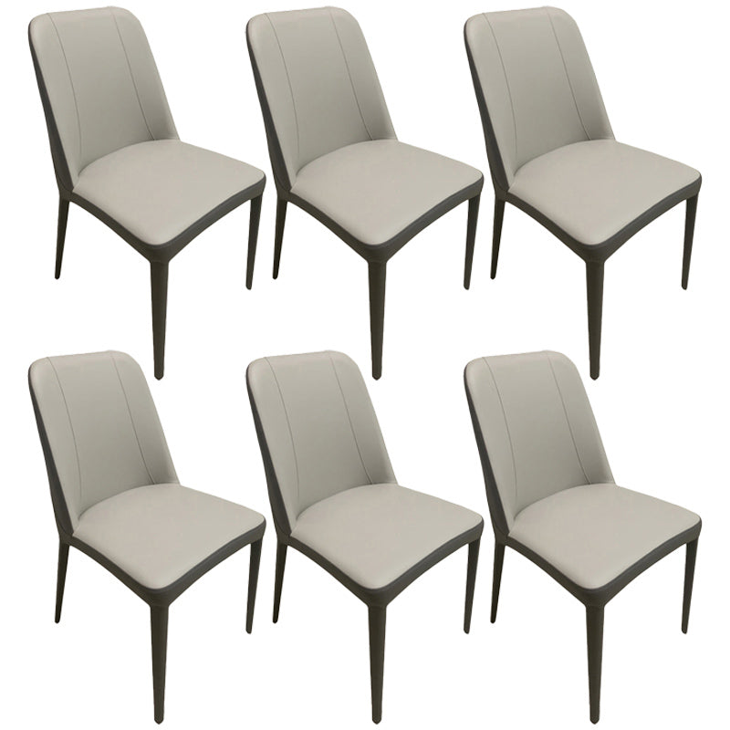 Contemporary Metal Dining Room Chairs Parsons Armless Chair for Home Use Cream Gray 6 Piece Set Clearhalo ' kitchen&dining_furn' 'Dining Chairs' 'Dining Tables & Seating' 'dining_chair' 'furn' 'furn_dining_chair' 'Furniture' 'furniture_dining_chair' 'Kitchen & Dining Furniture' 'kitchen' 3740461