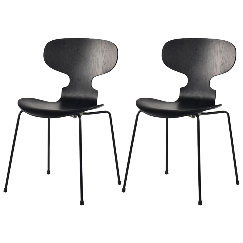 Industrial Style Metal Legs Dining Chairs Solid Back Armless Chairs for Home Black 2 Piece Set Black Clearhalo ' kitchen&dining_furn' 'Dining Chairs' 'Dining Tables & Seating' 'dining_chair' 'furn' 'furn_dining_chair' 'Furniture' 'furniture_dining_chair' 'Kitchen & Dining Furniture' 'kitchen' 3740465