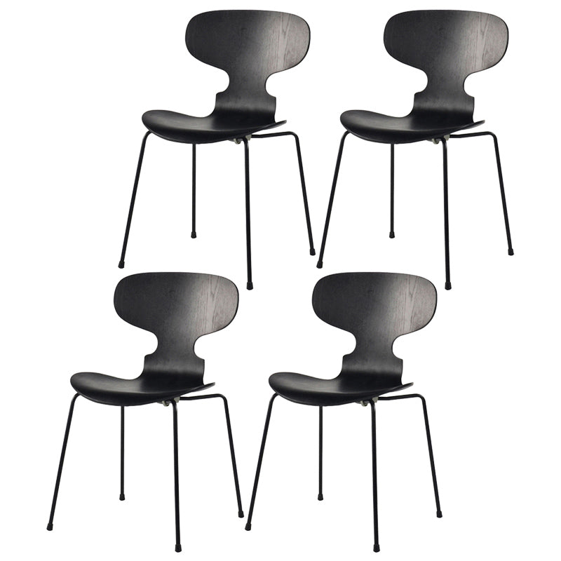 Industrial Style Metal Legs Dining Chairs Solid Back Armless Chairs for Home Black 4 Piece Set Black Clearhalo ' kitchen&dining_furn' 'Dining Chairs' 'Dining Tables & Seating' 'dining_chair' 'furn' 'furn_dining_chair' 'Furniture' 'furniture_dining_chair' 'Kitchen & Dining Furniture' 'kitchen' 3740466
