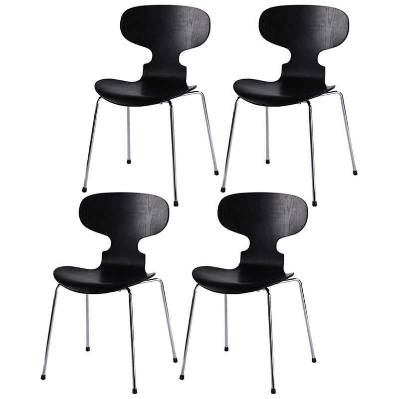 Industrial Style Metal Legs Dining Chairs Solid Back Armless Chairs for Home Black 4 Piece Set Silver Clearhalo ' kitchen&dining_furn' 'Dining Chairs' 'Dining Tables & Seating' 'dining_chair' 'furn' 'furn_dining_chair' 'Furniture' 'furniture_dining_chair' 'Kitchen & Dining Furniture' 'kitchen' 3740472