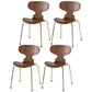 Industrial Style Metal Legs Dining Chairs Solid Back Armless Chairs for Home Walnut 4 Piece Set Brass Gold Clearhalo ' kitchen&dining_furn' 'Dining Chairs' 'Dining Tables & Seating' 'dining_chair' 'furn' 'furn_dining_chair' 'Furniture' 'furniture_dining_chair' 'Kitchen & Dining Furniture' 'kitchen' 3740479