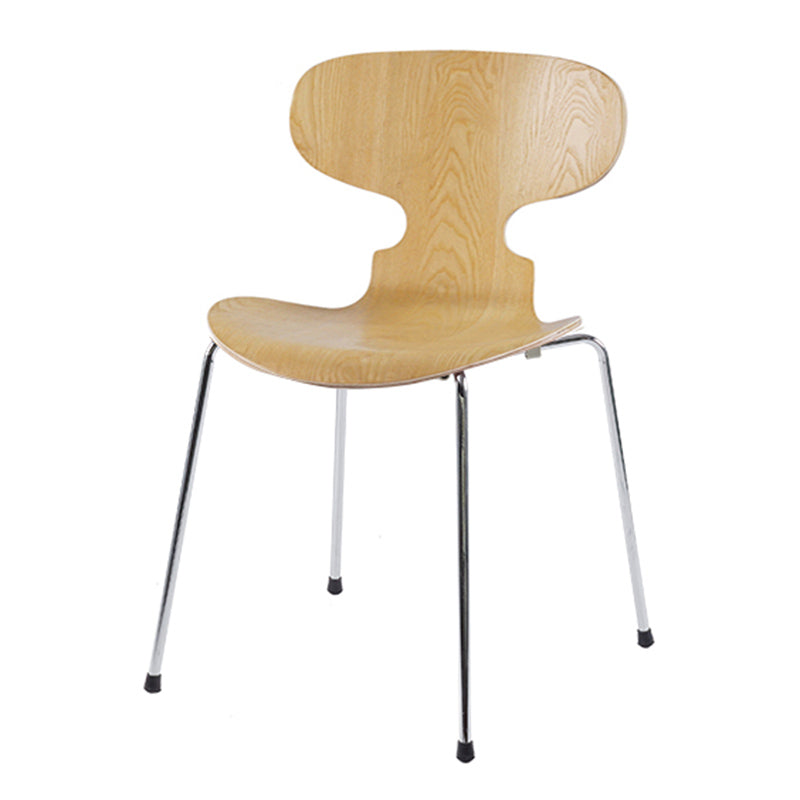 Industrial Style Metal Legs Dining Chairs Solid Back Armless Chairs for Home Wood 1 Piece Silver Clearhalo ' kitchen&dining_furn' 'Dining Chairs' 'Dining Tables & Seating' 'dining_chair' 'furn' 'furn_dining_chair' 'Furniture' 'furniture_dining_chair' 'Kitchen & Dining Furniture' 'kitchen' 3740485