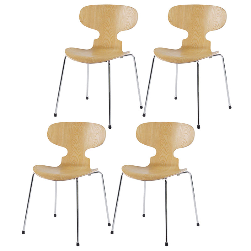 Industrial Style Metal Legs Dining Chairs Solid Back Armless Chairs for Home Wood 4 Piece Set Silver Clearhalo ' kitchen&dining_furn' 'Dining Chairs' 'Dining Tables & Seating' 'dining_chair' 'furn' 'furn_dining_chair' 'Furniture' 'furniture_dining_chair' 'Kitchen & Dining Furniture' 'kitchen' 3740487