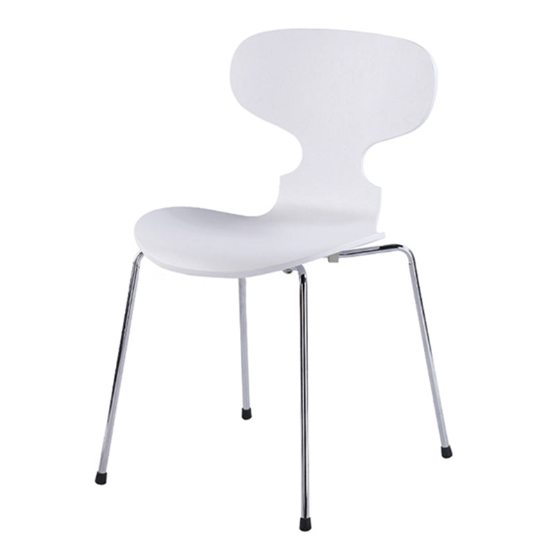 Industrial Style Metal Legs Dining Chairs Solid Back Armless Chairs for Home White 1 Piece Silver Clearhalo ' kitchen&dining_furn' 'Dining Chairs' 'Dining Tables & Seating' 'dining_chair' 'furn' 'furn_dining_chair' 'Furniture' 'furniture_dining_chair' 'Kitchen & Dining Furniture' 'kitchen' 3740491