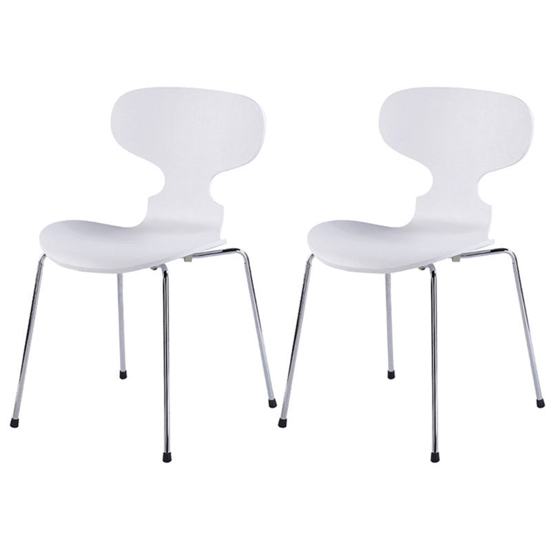 Industrial Style Metal Legs Dining Chairs Solid Back Armless Chairs for Home White 2 Piece Set Silver Clearhalo ' kitchen&dining_furn' 'Dining Chairs' 'Dining Tables & Seating' 'dining_chair' 'furn' 'furn_dining_chair' 'Furniture' 'furniture_dining_chair' 'Kitchen & Dining Furniture' 'kitchen' 3740492