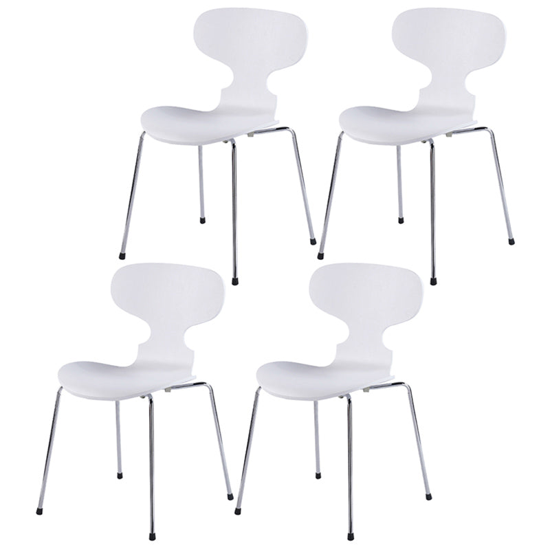 Industrial Style Metal Legs Dining Chairs Solid Back Armless Chairs for Home White 4 Piece Set Silver Clearhalo ' kitchen&dining_furn' 'Dining Chairs' 'Dining Tables & Seating' 'dining_chair' 'furn' 'furn_dining_chair' 'Furniture' 'furniture_dining_chair' 'Kitchen & Dining Furniture' 'kitchen' 3740493