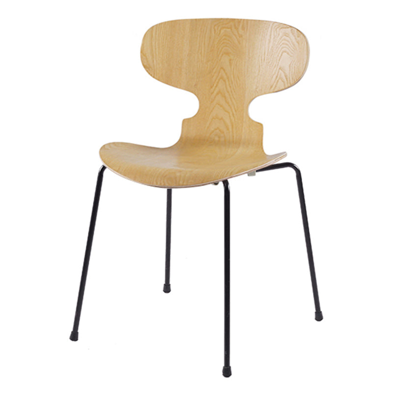 Industrial Style Metal Legs Dining Chairs Solid Back Armless Chairs for Home Wood 1 Piece Black Clearhalo ' kitchen&dining_furn' 'Dining Chairs' 'Dining Tables & Seating' 'dining_chair' 'furn' 'furn_dining_chair' 'Furniture' 'furniture_dining_chair' 'Kitchen & Dining Furniture' 'kitchen' 3740494