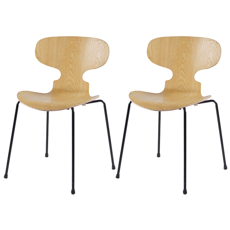 Industrial Style Metal Legs Dining Chairs Solid Back Armless Chairs for Home Wood 2 Piece Set Black Clearhalo ' kitchen&dining_furn' 'Dining Chairs' 'Dining Tables & Seating' 'dining_chair' 'furn' 'furn_dining_chair' 'Furniture' 'furniture_dining_chair' 'Kitchen & Dining Furniture' 'kitchen' 3740495