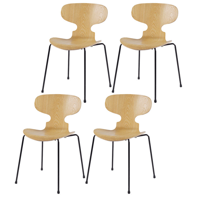 Industrial Style Metal Legs Dining Chairs Solid Back Armless Chairs for Home Wood 4 Piece Set Black Clearhalo ' kitchen&dining_furn' 'Dining Chairs' 'Dining Tables & Seating' 'dining_chair' 'furn' 'furn_dining_chair' 'Furniture' 'furniture_dining_chair' 'Kitchen & Dining Furniture' 'kitchen' 3740496