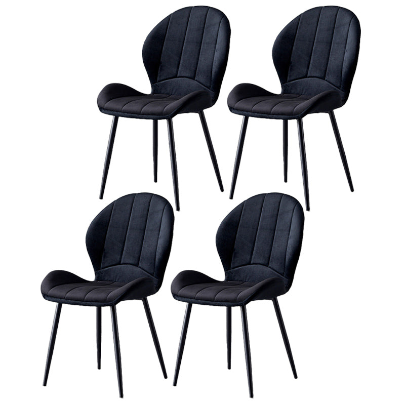 Home Scandinavian Side Chair Wingback Metal Upholstered Dining Room Chair Black 4 Piece Set Clearhalo ' kitchen&dining_furn' 'Dining Chairs' 'Dining Tables & Seating' 'dining_chair' 'furn' 'furn_dining_chair' 'Furniture' 'furniture_dining_chair' 'Kitchen & Dining Furniture' 'kitchen' 3740505