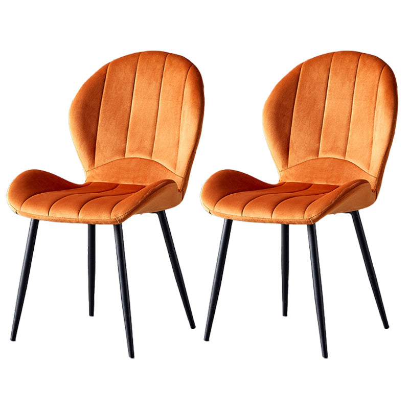 Home Scandinavian Side Chair Wingback Metal Upholstered Dining Room Chair Orange 2 Piece Set Clearhalo ' kitchen&dining_furn' 'Dining Chairs' 'Dining Tables & Seating' 'dining_chair' 'furn' 'furn_dining_chair' 'Furniture' 'furniture_dining_chair' 'Kitchen & Dining Furniture' 'kitchen' 3740510