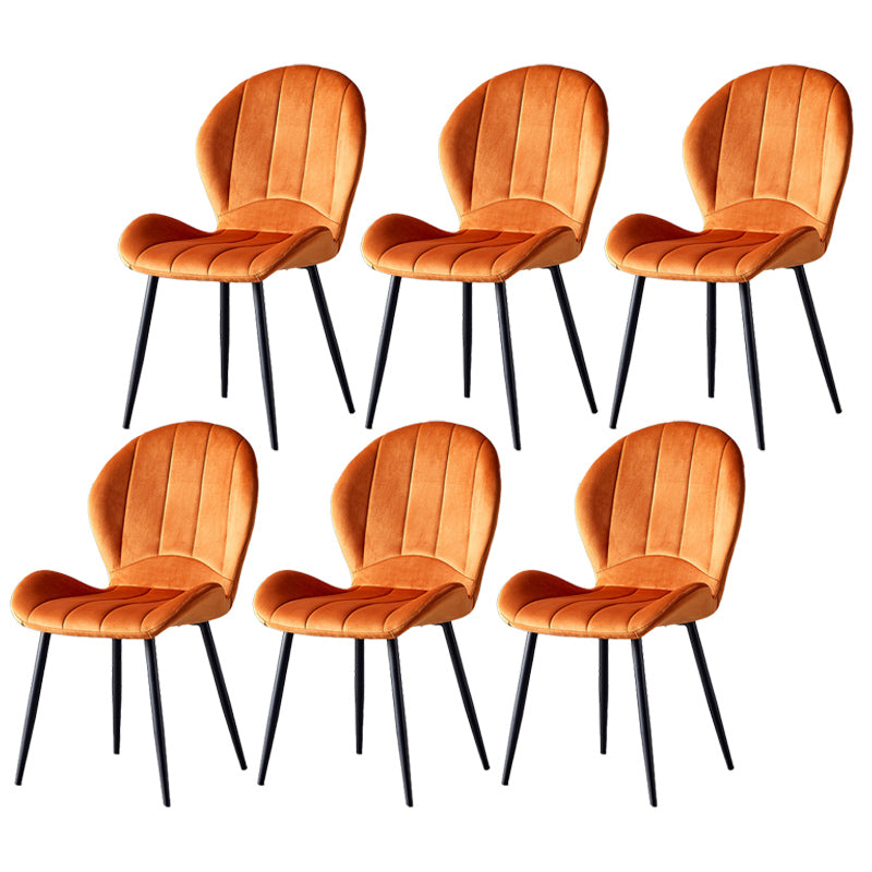 Home Scandinavian Side Chair Wingback Metal Upholstered Dining Room Chair Orange 6 Piece Set Clearhalo ' kitchen&dining_furn' 'Dining Chairs' 'Dining Tables & Seating' 'dining_chair' 'furn' 'furn_dining_chair' 'Furniture' 'furniture_dining_chair' 'Kitchen & Dining Furniture' 'kitchen' 3740513