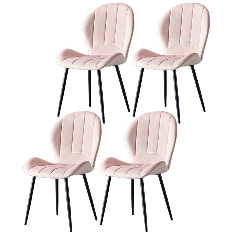 Home Scandinavian Side Chair Wingback Metal Upholstered Dining Room Chair Pink 4 Piece Set Clearhalo ' kitchen&dining_furn' 'Dining Chairs' 'Dining Tables & Seating' 'dining_chair' 'furn' 'furn_dining_chair' 'Furniture' 'furniture_dining_chair' 'Kitchen & Dining Furniture' 'kitchen' 3740518