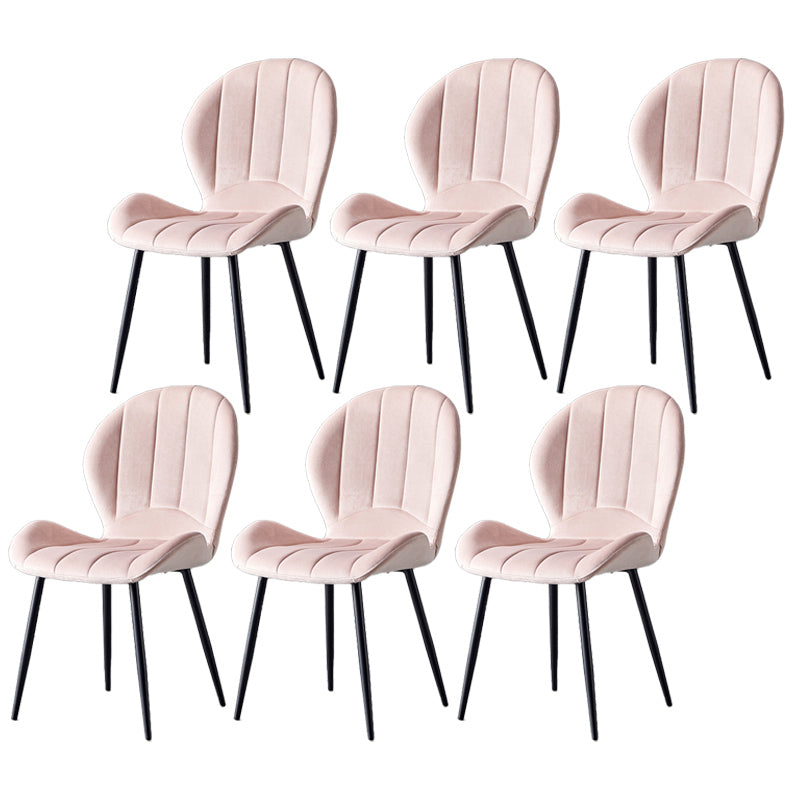 Home Scandinavian Side Chair Wingback Metal Upholstered Dining Room Chair Pink 6 Piece Set Clearhalo ' kitchen&dining_furn' 'Dining Chairs' 'Dining Tables & Seating' 'dining_chair' 'furn' 'furn_dining_chair' 'Furniture' 'furniture_dining_chair' 'Kitchen & Dining Furniture' 'kitchen' 3740520
