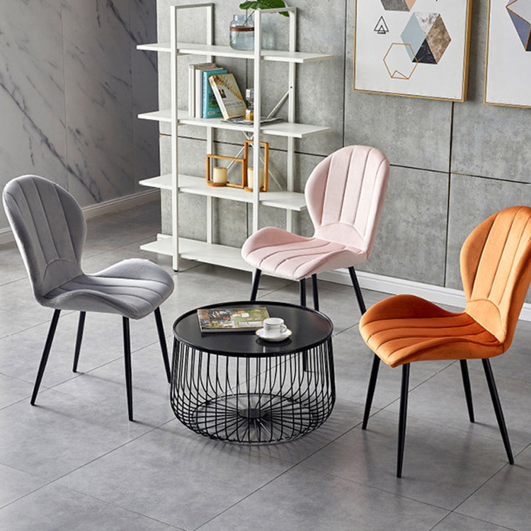Home Scandinavian Side Chair Wingback Metal Upholstered Dining Room Chair Clearhalo ' kitchen&dining_furn' 'Dining Chairs' 'Dining Tables & Seating' 'dining_chair' 'furn' 'furn_dining_chair' 'Furniture' 'furniture_dining_chair' 'Kitchen & Dining Furniture' 'kitchen' 3740521