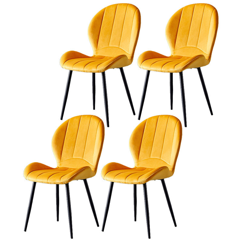 Home Scandinavian Side Chair Wingback Metal Upholstered Dining Room Chair Yellow 4 Piece Set Clearhalo ' kitchen&dining_furn' 'Dining Chairs' 'Dining Tables & Seating' 'dining_chair' 'furn' 'furn_dining_chair' 'Furniture' 'furniture_dining_chair' 'Kitchen & Dining Furniture' 'kitchen' 3740529