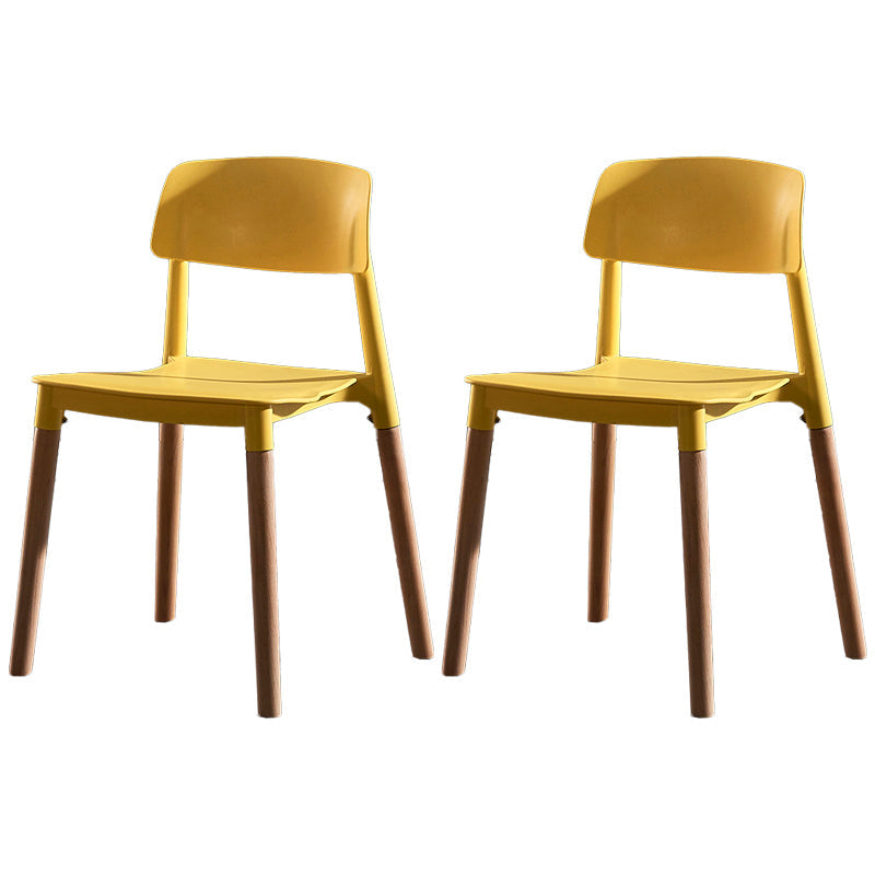 Contemporary Style Plastic Dining Chair Open Back Dining Side Chair for Kitchen Yellow 2 Piece Set Clearhalo ' kitchen&dining_furn' 'Dining Chairs' 'Dining Tables & Seating' 'dining_chair' 'furn' 'furn_dining_chair' 'Furniture' 'furniture_dining_chair' 'Kitchen & Dining Furniture' 'kitchen' 3740533