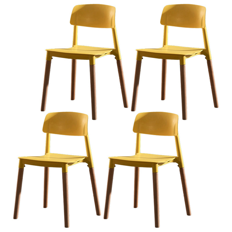 Contemporary Style Plastic Dining Chair Open Back Dining Side Chair for Kitchen Yellow 4 Piece Set Clearhalo ' kitchen&dining_furn' 'Dining Chairs' 'Dining Tables & Seating' 'dining_chair' 'furn' 'furn_dining_chair' 'Furniture' 'furniture_dining_chair' 'Kitchen & Dining Furniture' 'kitchen' 3740535