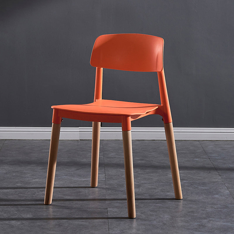Contemporary Style Plastic Dining Chair Open Back Dining Side Chair for Kitchen Orange 1 Piece Clearhalo ' kitchen&dining_furn' 'Dining Chairs' 'Dining Tables & Seating' 'dining_chair' 'furn' 'furn_dining_chair' 'Furniture' 'furniture_dining_chair' 'Kitchen & Dining Furniture' 'kitchen' 3740543