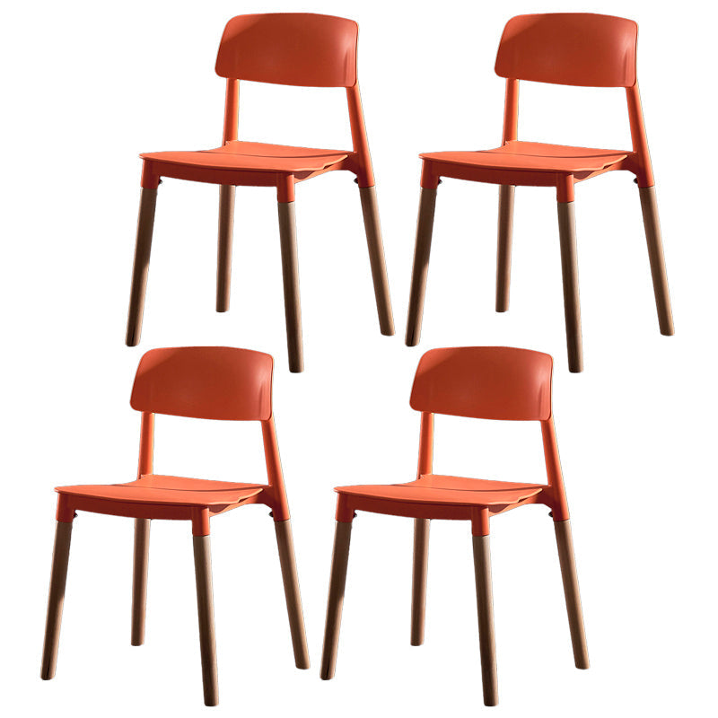 Contemporary Style Plastic Dining Chair Open Back Dining Side Chair for Kitchen Orange 4 Piece Set Clearhalo ' kitchen&dining_furn' 'Dining Chairs' 'Dining Tables & Seating' 'dining_chair' 'furn' 'furn_dining_chair' 'Furniture' 'furniture_dining_chair' 'Kitchen & Dining Furniture' 'kitchen' 3740548