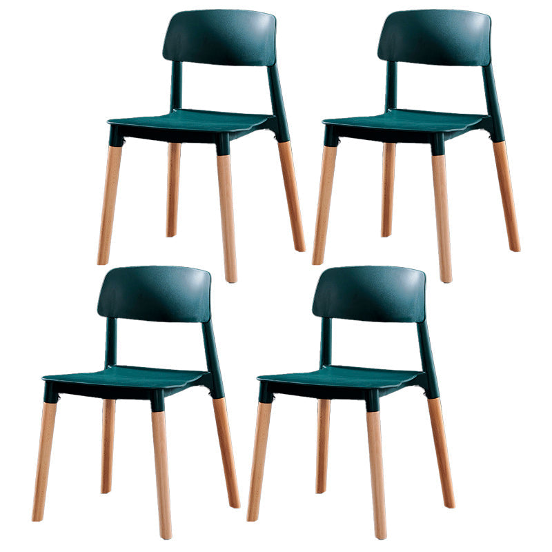 Contemporary Style Plastic Dining Chair Open Back Dining Side Chair for Kitchen Blackish Green 4 Piece Set Clearhalo ' kitchen&dining_furn' 'Dining Chairs' 'Dining Tables & Seating' 'dining_chair' 'furn' 'furn_dining_chair' 'Furniture' 'furniture_dining_chair' 'Kitchen & Dining Furniture' 'kitchen' 3740551