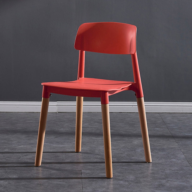 Contemporary Style Plastic Dining Chair Open Back Dining Side Chair for Kitchen Red 1 Piece Clearhalo ' kitchen&dining_furn' 'Dining Chairs' 'Dining Tables & Seating' 'dining_chair' 'furn' 'furn_dining_chair' 'Furniture' 'furniture_dining_chair' 'Kitchen & Dining Furniture' 'kitchen' 3740552