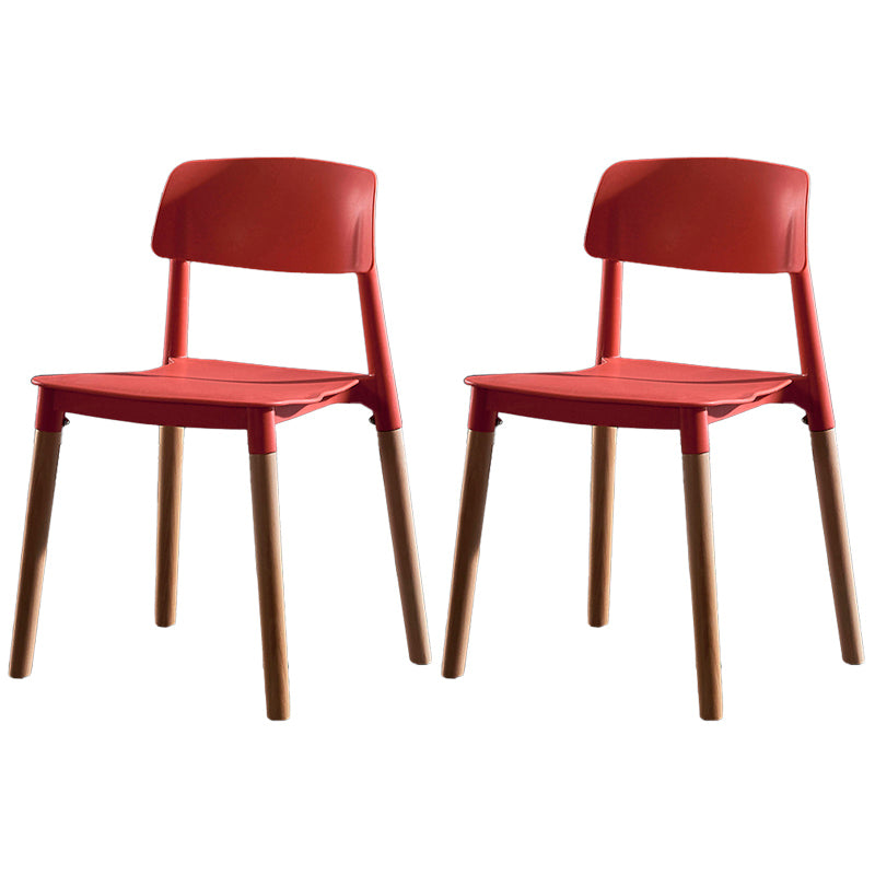 Contemporary Style Plastic Dining Chair Open Back Dining Side Chair for Kitchen Red 2 Piece Set Clearhalo ' kitchen&dining_furn' 'Dining Chairs' 'Dining Tables & Seating' 'dining_chair' 'furn' 'furn_dining_chair' 'Furniture' 'furniture_dining_chair' 'Kitchen & Dining Furniture' 'kitchen' 3740553