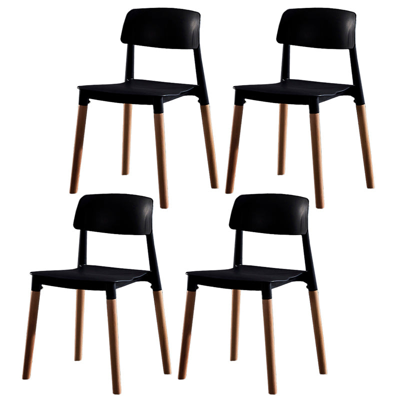 Contemporary Style Plastic Dining Chair Open Back Dining Side Chair for Kitchen Black 4 Piece Set Clearhalo ' kitchen&dining_furn' 'Dining Chairs' 'Dining Tables & Seating' 'dining_chair' 'furn' 'furn_dining_chair' 'Furniture' 'furniture_dining_chair' 'Kitchen & Dining Furniture' 'kitchen' 3740557
