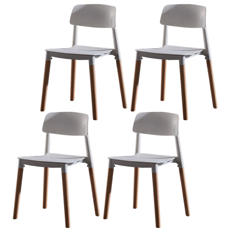 Contemporary Style Plastic Dining Chair Open Back Dining Side Chair for Kitchen White 4 Piece Set Clearhalo ' kitchen&dining_furn' 'Dining Chairs' 'Dining Tables & Seating' 'dining_chair' 'furn' 'furn_dining_chair' 'Furniture' 'furniture_dining_chair' 'Kitchen & Dining Furniture' 'kitchen' 3740560