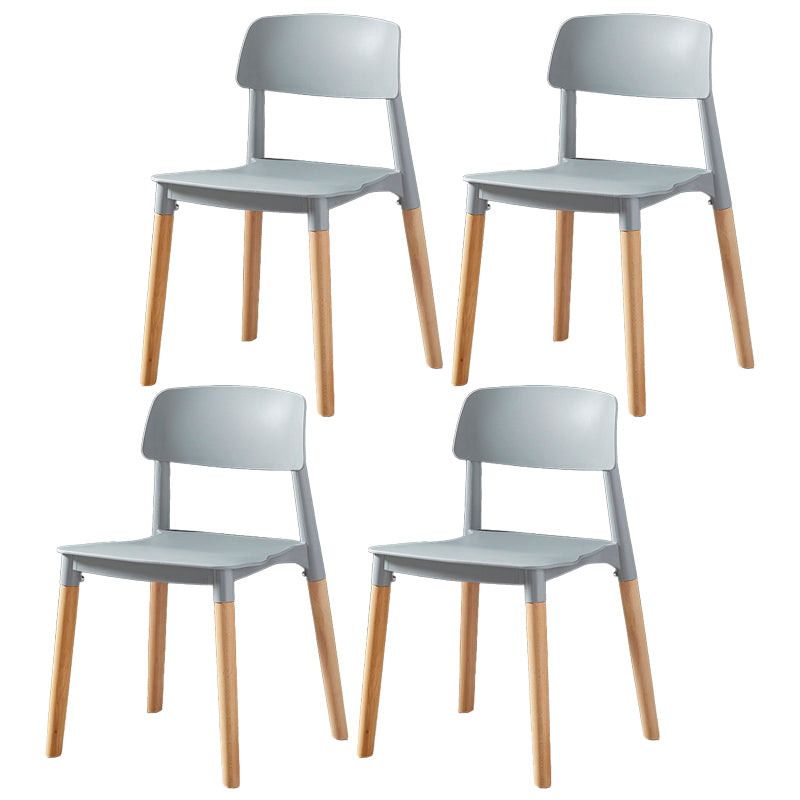 Contemporary Style Plastic Dining Chair Open Back Dining Side Chair for Kitchen Light Gray 4 Piece Set Clearhalo ' kitchen&dining_furn' 'Dining Chairs' 'Dining Tables & Seating' 'dining_chair' 'furn' 'furn_dining_chair' 'Furniture' 'furniture_dining_chair' 'Kitchen & Dining Furniture' 'kitchen' 3740563