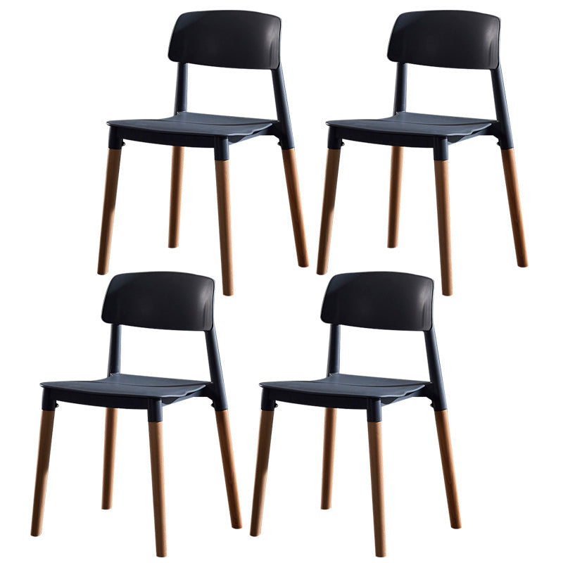 Contemporary Style Plastic Dining Chair Open Back Dining Side Chair for Kitchen Dark Gray 4 Piece Set Clearhalo ' kitchen&dining_furn' 'Dining Chairs' 'Dining Tables & Seating' 'dining_chair' 'furn' 'furn_dining_chair' 'Furniture' 'furniture_dining_chair' 'Kitchen & Dining Furniture' 'kitchen' 3740566