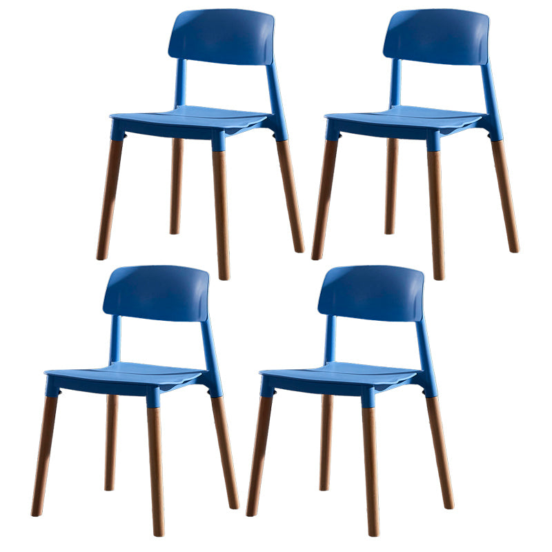 Contemporary Style Plastic Dining Chair Open Back Dining Side Chair for Kitchen Blue 4 Piece Set Clearhalo ' kitchen&dining_furn' 'Dining Chairs' 'Dining Tables & Seating' 'dining_chair' 'furn' 'furn_dining_chair' 'Furniture' 'furniture_dining_chair' 'Kitchen & Dining Furniture' 'kitchen' 3740569