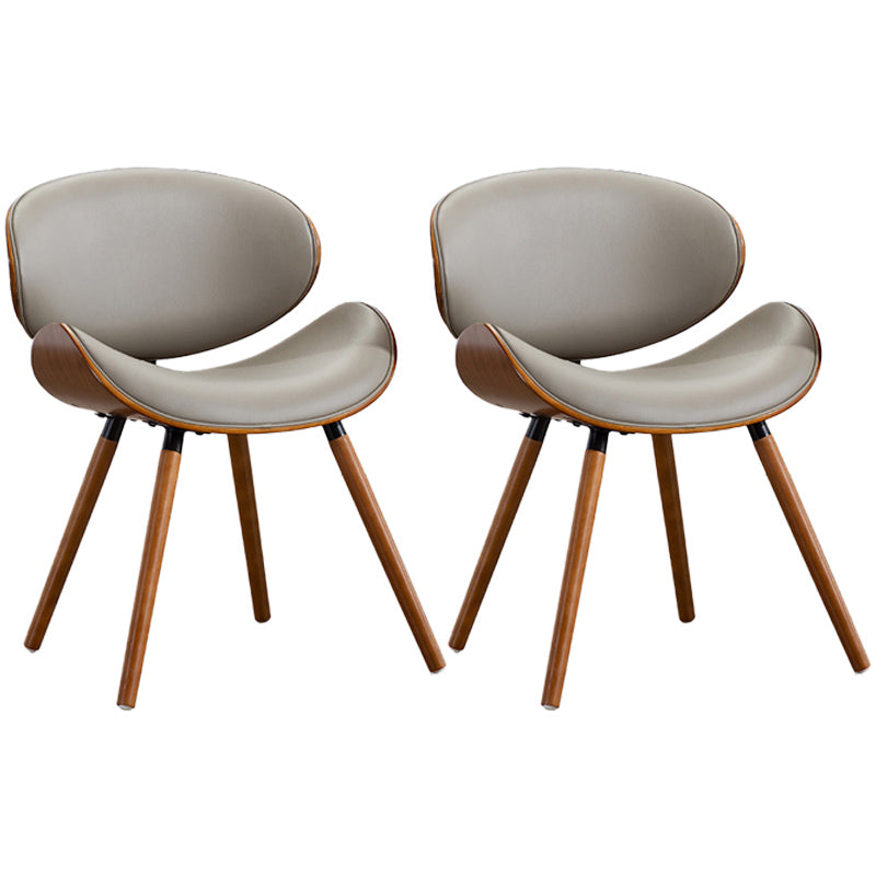 Contemporary Style Leather Dining Chair Open Back Dining Side Chair for Kitchen Grey 2 Piece Set Walnut Clearhalo ' kitchen&dining_furn' 'Dining Chairs' 'Dining Tables & Seating' 'dining_chair' 'furn' 'furn_dining_chair' 'Furniture' 'furniture_dining_chair' 'Kitchen & Dining Furniture' 'kitchen' 3740571