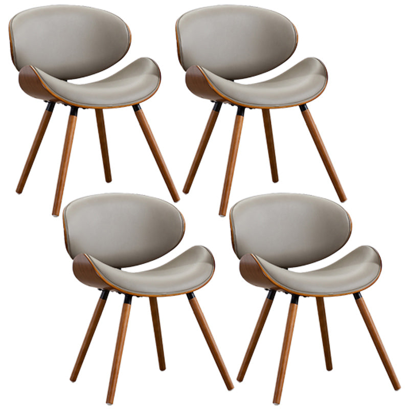 Contemporary Style Leather Dining Chair Open Back Dining Side Chair for Kitchen Grey 4 Piece Set Walnut Clearhalo ' kitchen&dining_furn' 'Dining Chairs' 'Dining Tables & Seating' 'dining_chair' 'furn' 'furn_dining_chair' 'Furniture' 'furniture_dining_chair' 'Kitchen & Dining Furniture' 'kitchen' 3740573