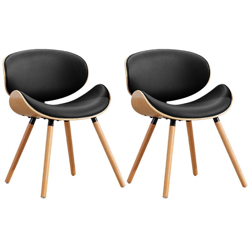 Contemporary Style Leather Dining Chair Open Back Dining Side Chair for Kitchen Black 2 Piece Set Natural Wood Clearhalo ' kitchen&dining_furn' 'Dining Chairs' 'Dining Tables & Seating' 'dining_chair' 'furn' 'furn_dining_chair' 'Furniture' 'furniture_dining_chair' 'Kitchen & Dining Furniture' 'kitchen' 3740574